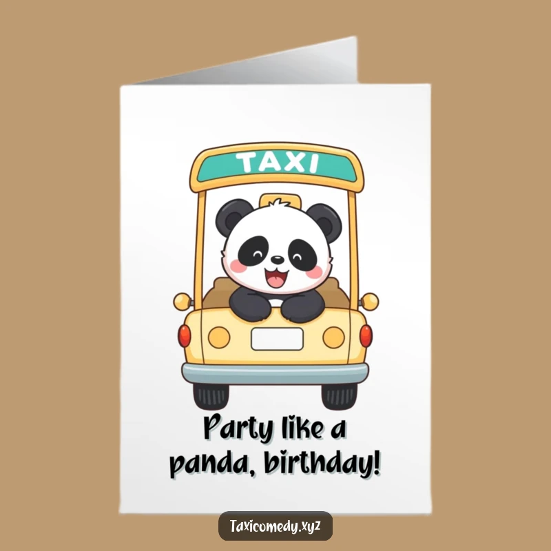 Free Printable Birthday Card: Panda Taxi Rider for a Joyful Downloadable Gift