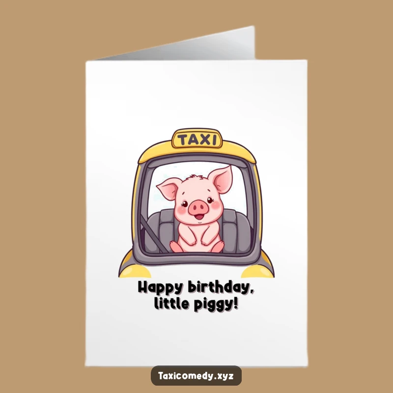 Free Printable Birthday Card: Piglet Taxi Passenger Downloadable Gift