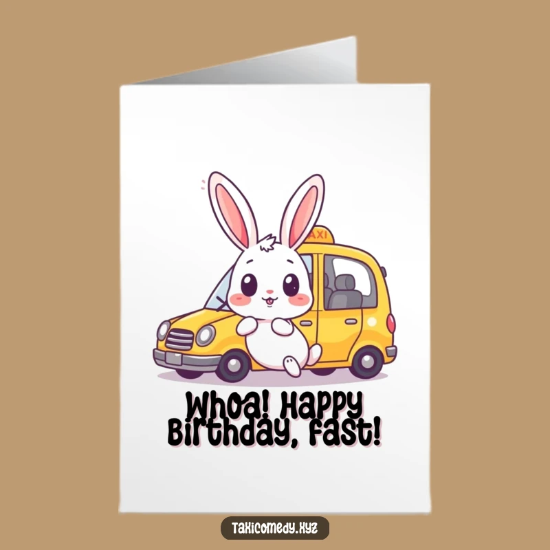 Free Printable Birthday Card: Shocked Rabbit Taxi - A Hilarious Downloadable Gift!