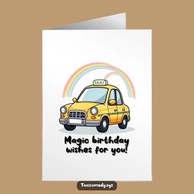 Free Printable Magical Taxi Birthday Card: Funny Downloadable Gift for Dreamers