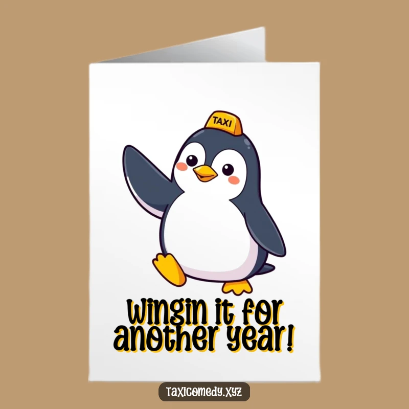 Free Printable Penguin Taxi Card: Funny Birthday Downloadable Gift for Laughs