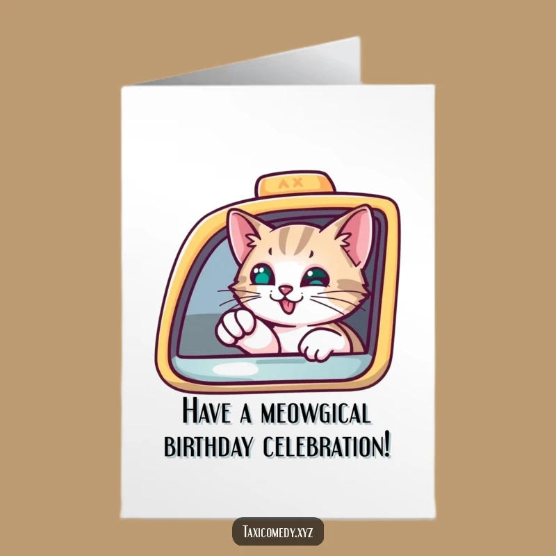 Free Printable Curious Cat Birthday Card: Pointing Out the Fun to Download