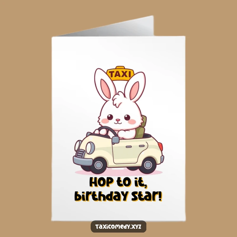 Free Printable Bunny Taxi Birthday Card: Hilarious Driver Downloadable Gift