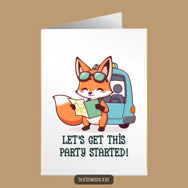 Free Printable Birthday Card: Fox Navigator - Funny Downloadable Greeting