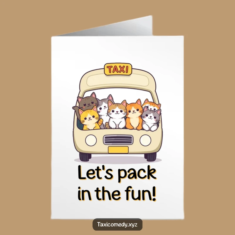 Free Printable Cat Taxi Birthday Card: Funny Packed Ride Digital Download Gift