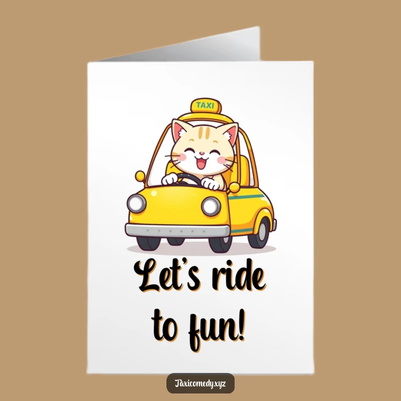 Free Printable Birthday Card: Cat Taxi Driver Fun Humor Downloadable Gift