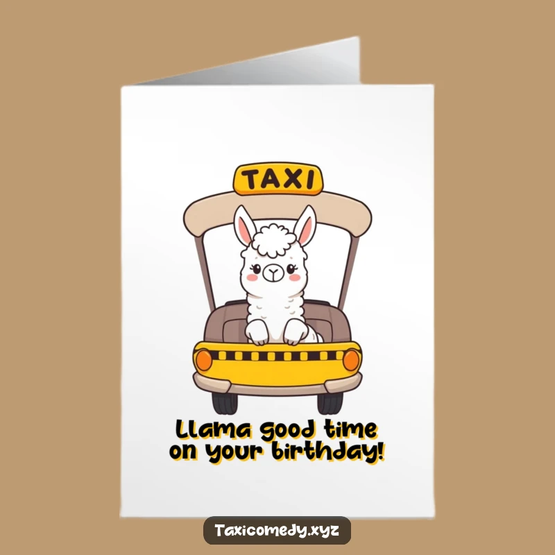 Free Printable Llama Taxi Card: Funny Birthday Downloadable Gift, Print at Home!