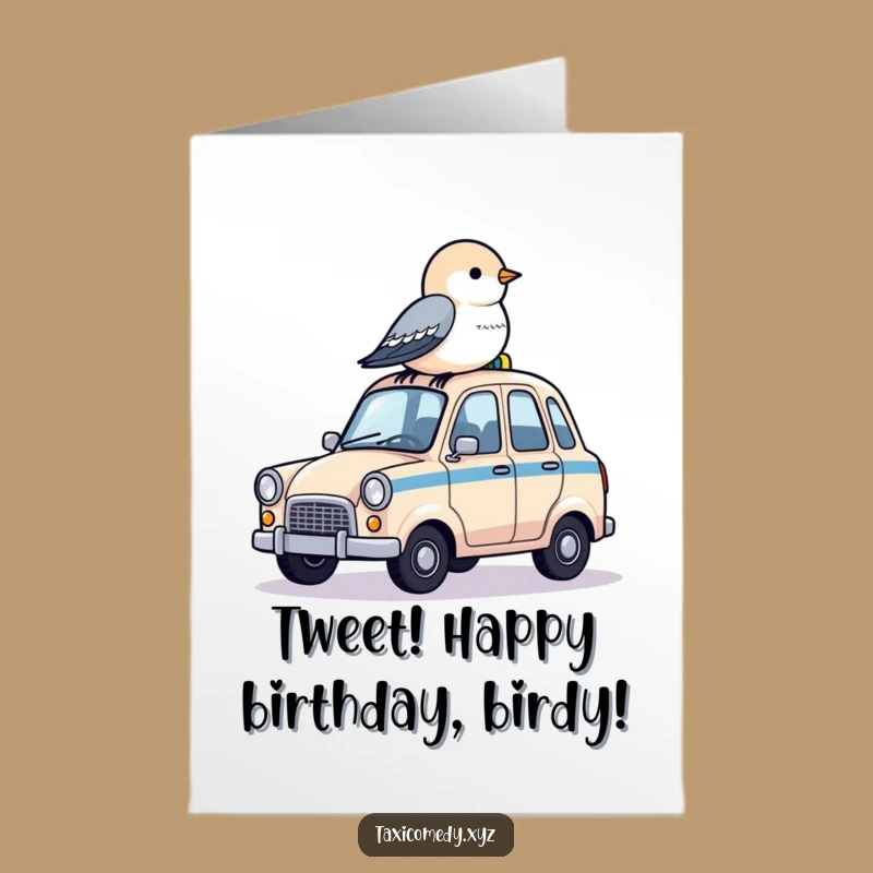 Free Printable Birthday Card: Birdy Taxi Top View Downloadable Gift