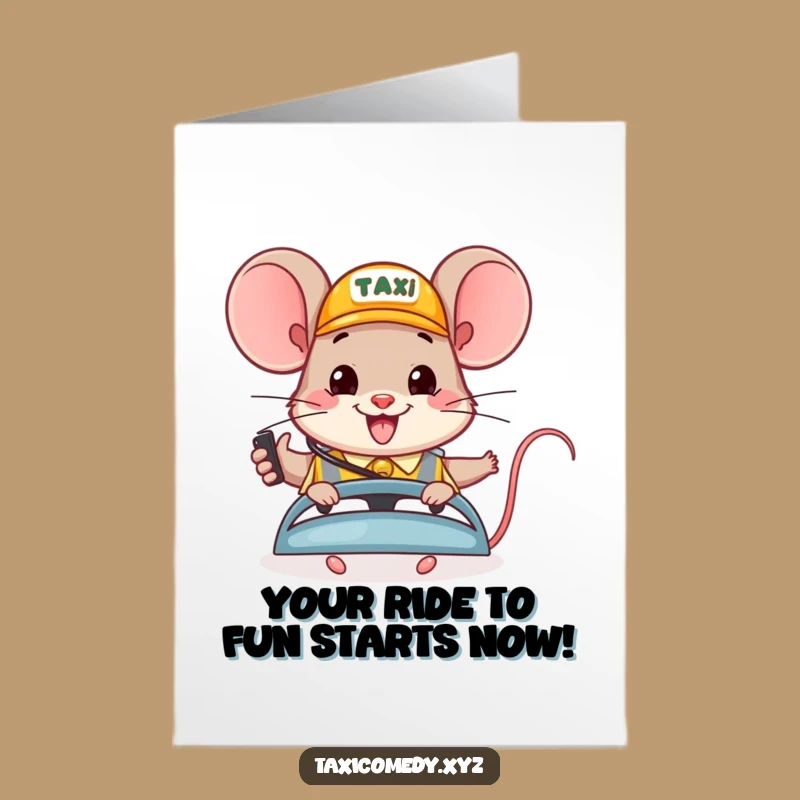 Free Printable Birthday Card: Mouse Taxi Dispatcher Funny Downloadable Gift