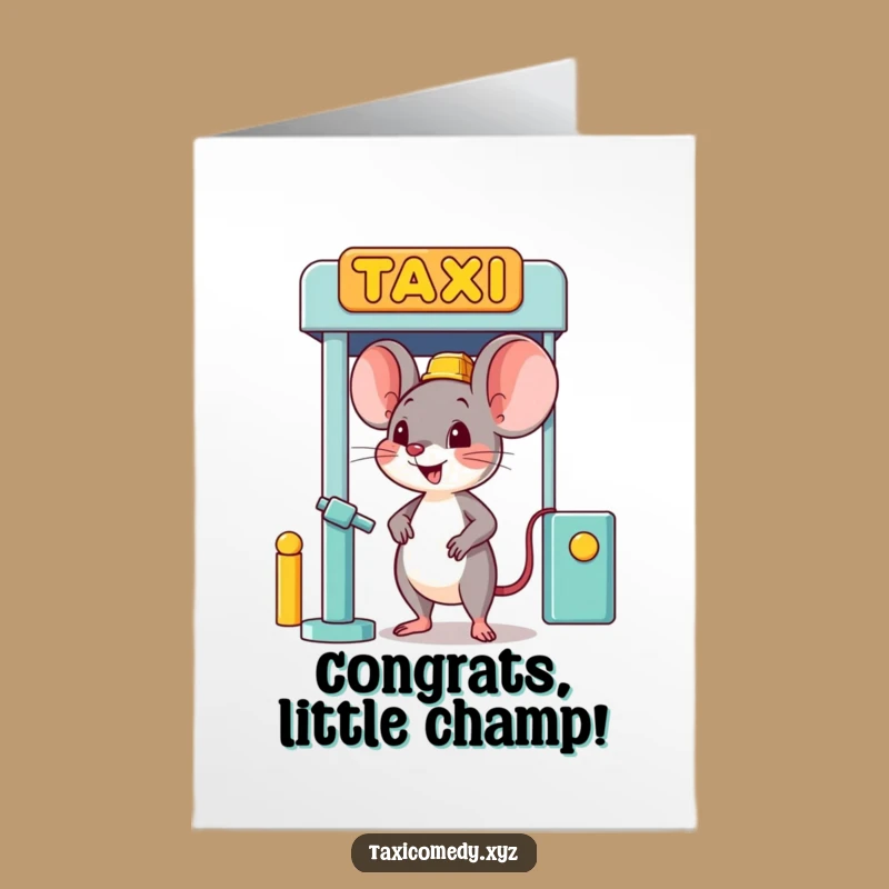 Free Printable Congrats Card: Mouse at Taxi Stand, Great DIY Downloadable Gift