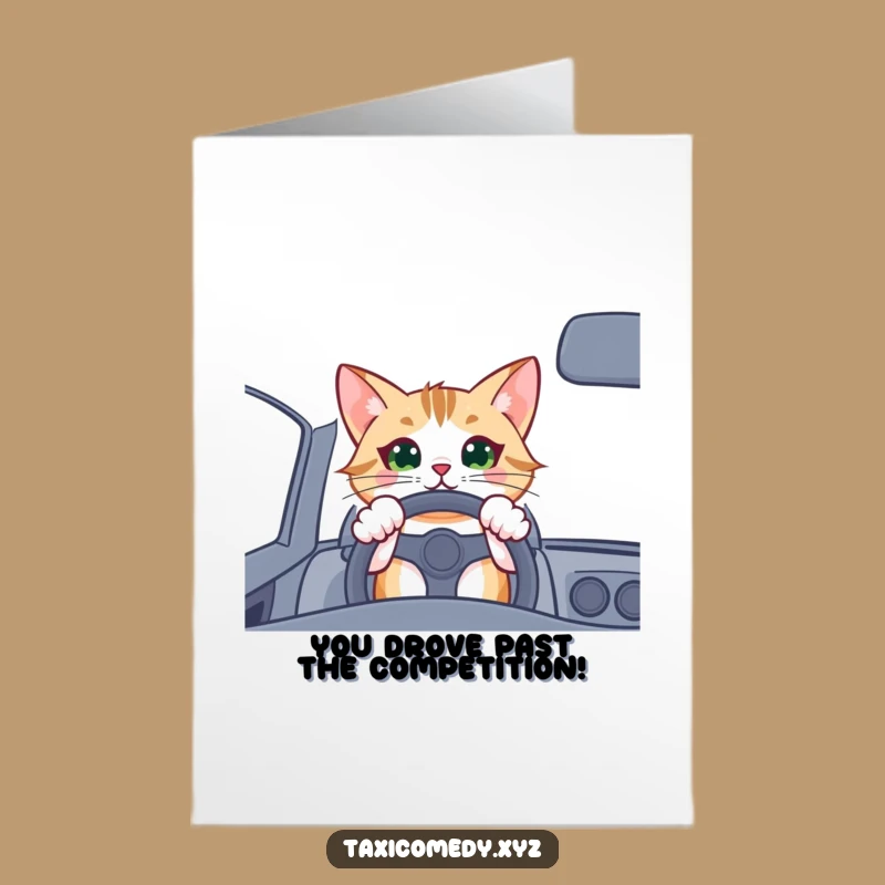 Free Printable Congrats Card: Cat Driver's Victory Lap - Downloadable Achievement
