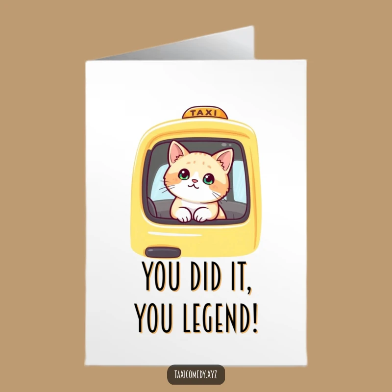 Free Printable Congrats Card: Cute Cat Taxi Passenger for a Joyful Downloadable Gift