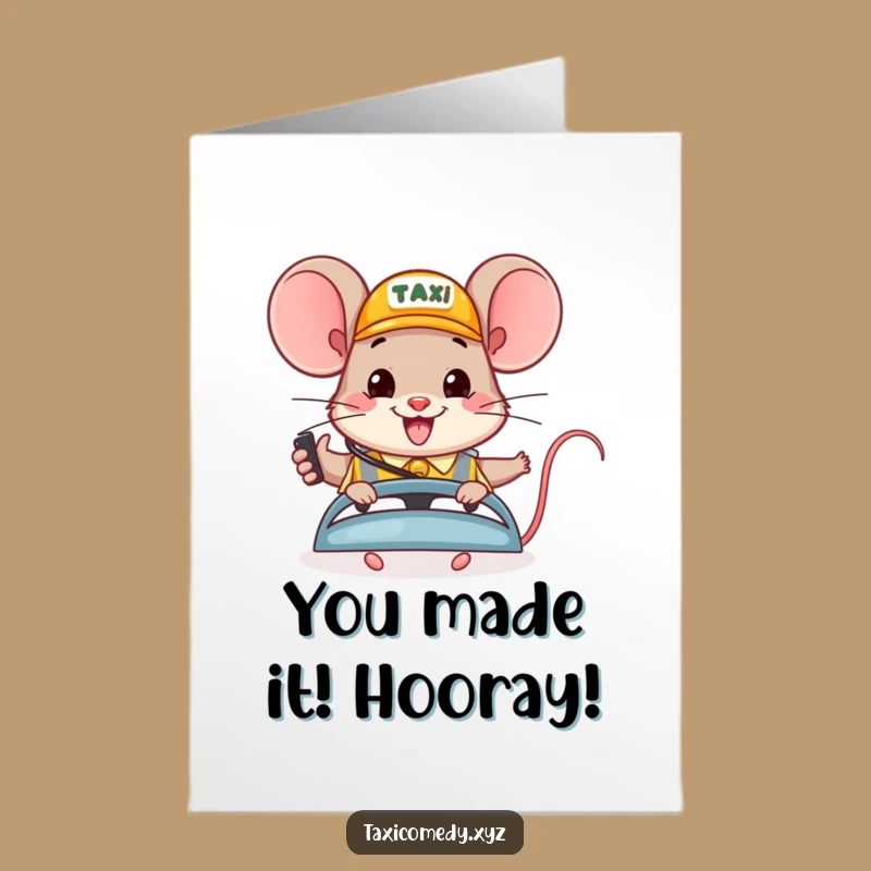 Free Printable Congrats Card: Mouse Taxi Dispatcher Humorous Downloadable
