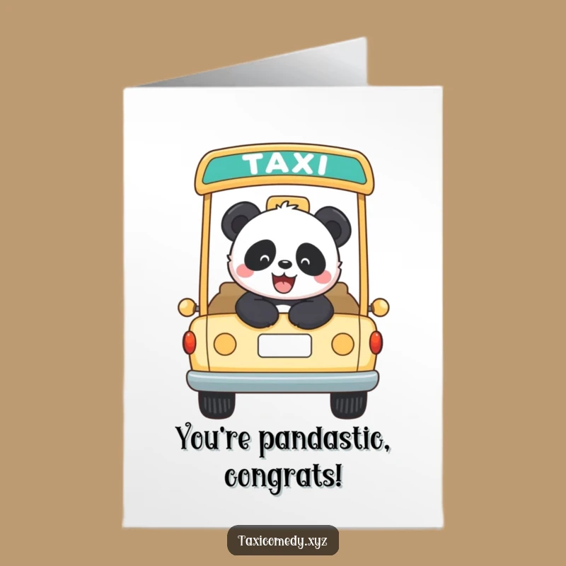Free Printable Congrats Card: Panda Taxi Rider for a Fun Downloadable Gift