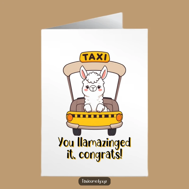 Free Printable Llama Taxi Card: Funny Congrats Downloadable Gift, Print at Home!