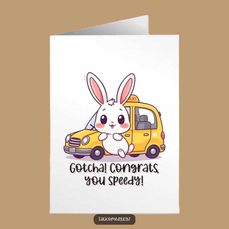 Free Printable Congrats Card: Surprised Rabbit Taxi - An Amusing Downloadable Gift!