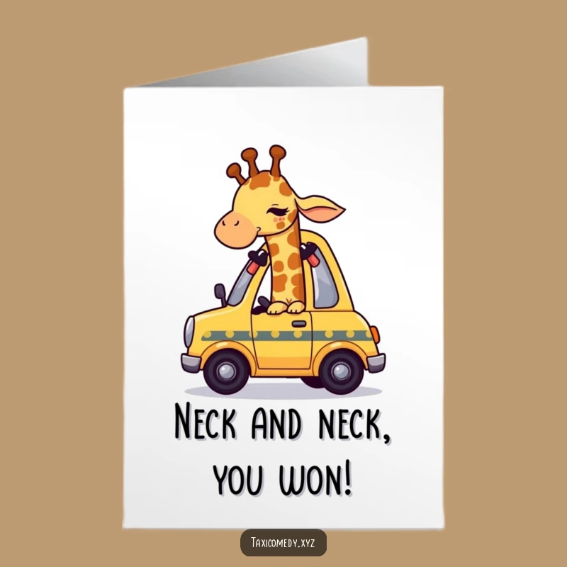 Free Printable Congrats Card: Giraffe Taxi Mishap, Unique DIY Downloadable Gift