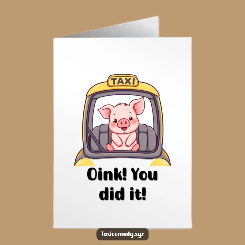 Free Printable Congrats Card: Piglet Taxi Adventure Downloadable Gift