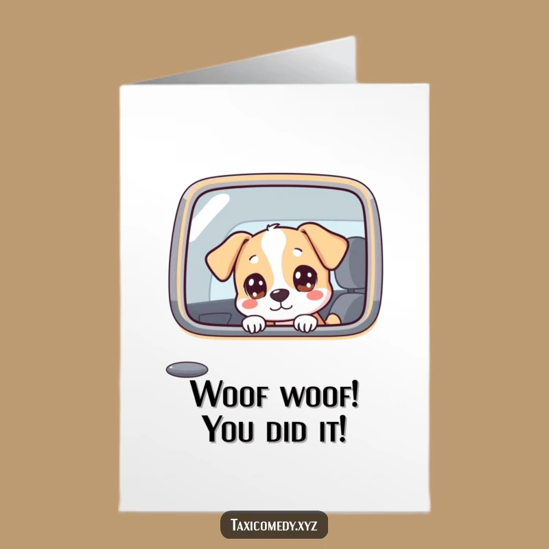 Free Printable Congrats Card: Dog's Taxi Ride, Perfect DIY Downloadable Gift