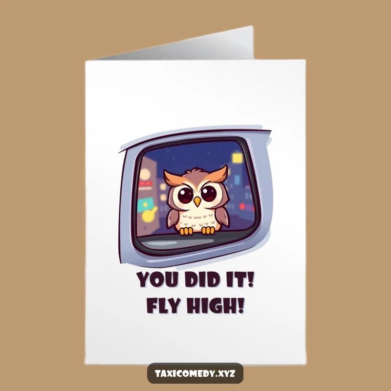 Free Printable Congrats Card: Owl Taxi Journey - Hilarious Downloadable Celebration