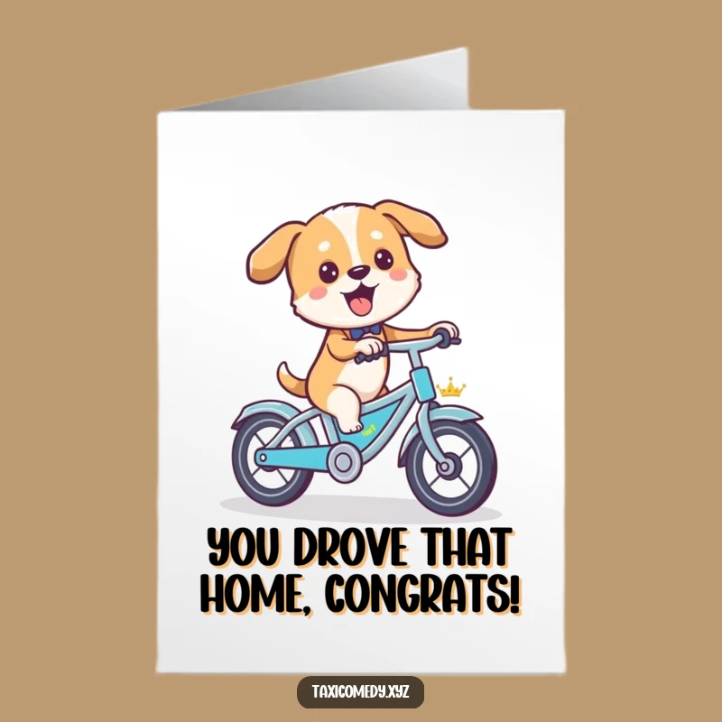 Free Printable Dog Taxi Congrats Card: Funny Downloadable Gift for Ultimate Celebration