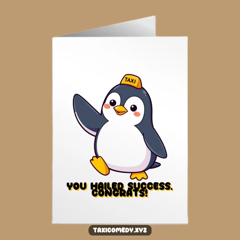 Free Printable Penguin Taxi Card: Funny Congrats Downloadable Gift, Print at Home!