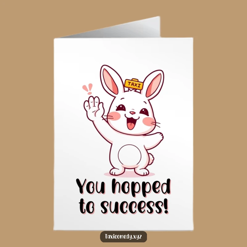 Free Printable Congrats Card: Funny Rabbit & Taxi, Best DIY Downloadable Gift