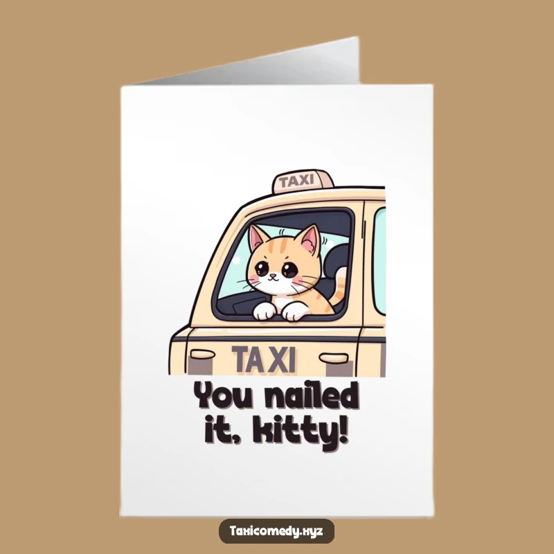Congrats Cat Taxi Card: Free Printable Downloadable Adventure!