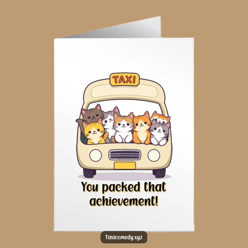 Free Printable Cat Taxi Congrats Card: Funny Packed Ride Digital Download
