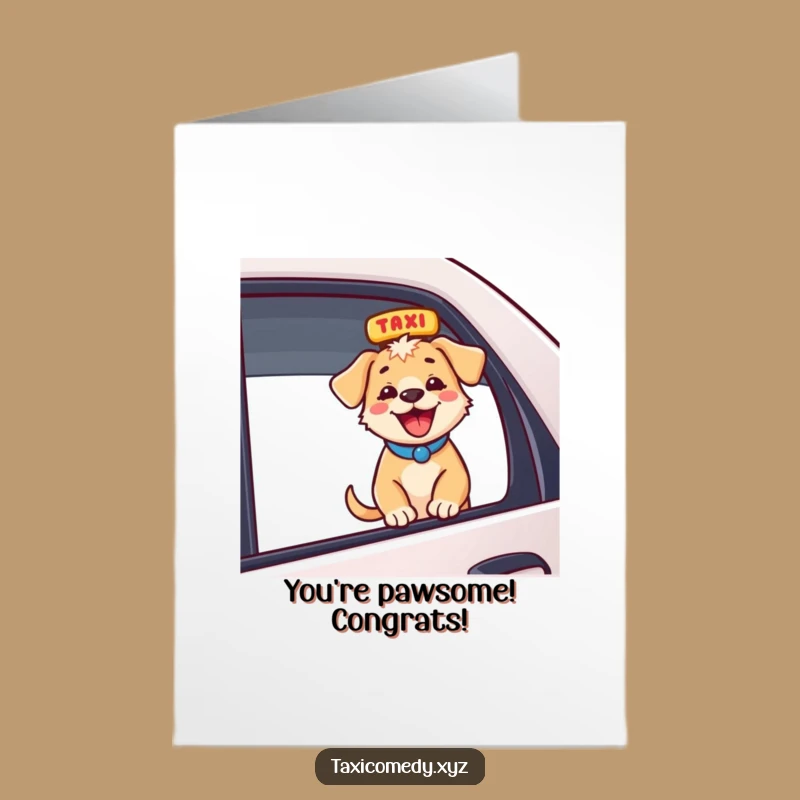 Free Printable Puppy Taxi Card: Congrats & Cheers, Downloadable Gift