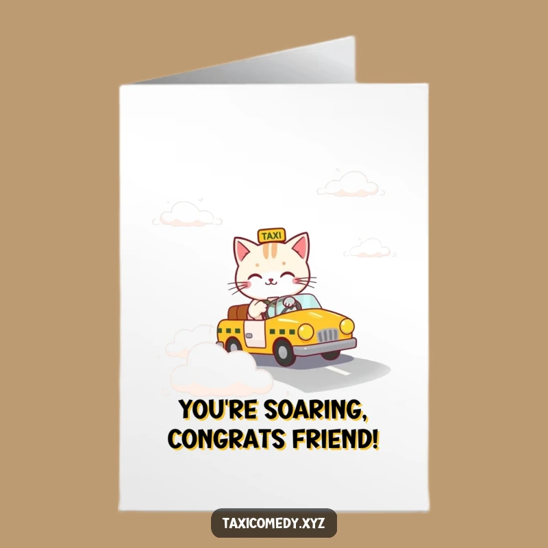 Free Printable Congrats Card: Cat Taxi Dreams - Downloadable Whimsy!