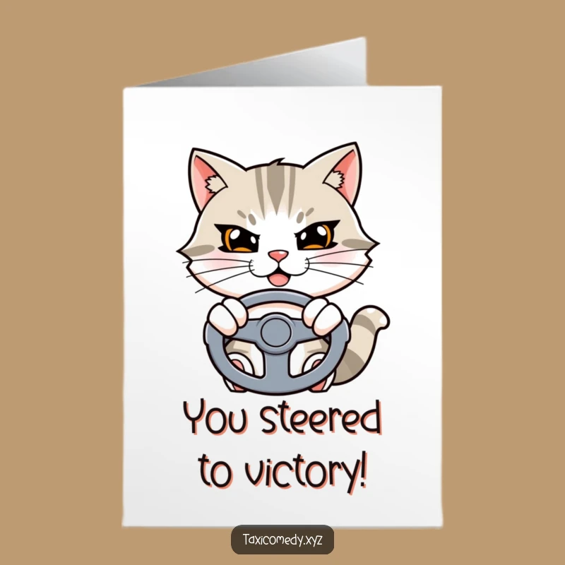 Free Printable Congrats Card: Cat Navigator Celebrates Success, Downloadable Cat Achievement
