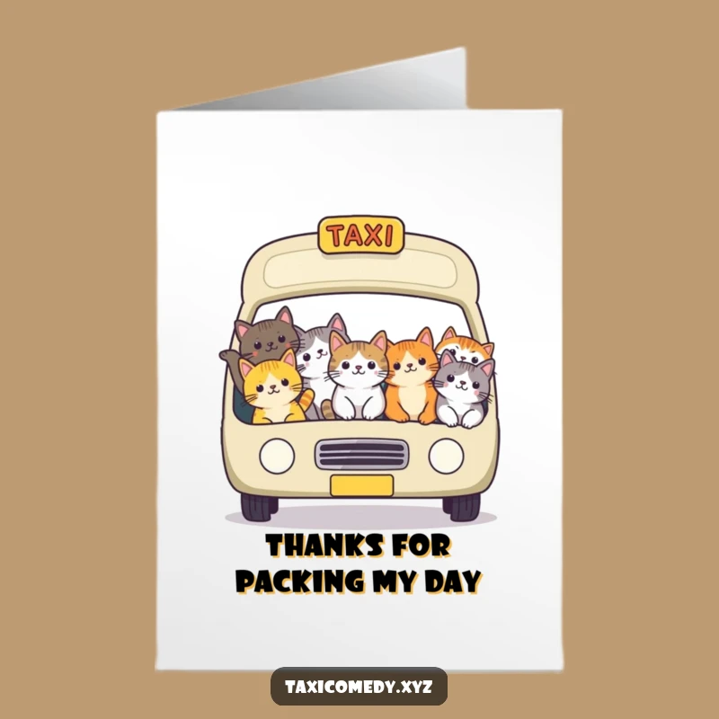 Free Printable Cat Taxi Thank You Card: Funny Packed Ride Digital Download