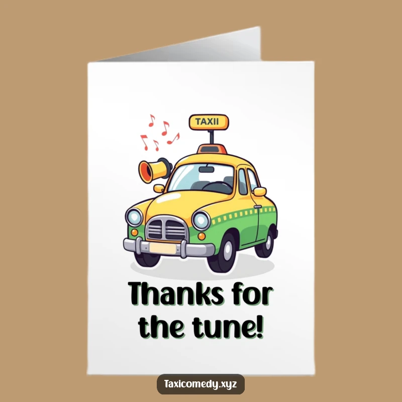 Free Printable Music Taxi Thank You Card: Funny Downloadable Gift of Thanks