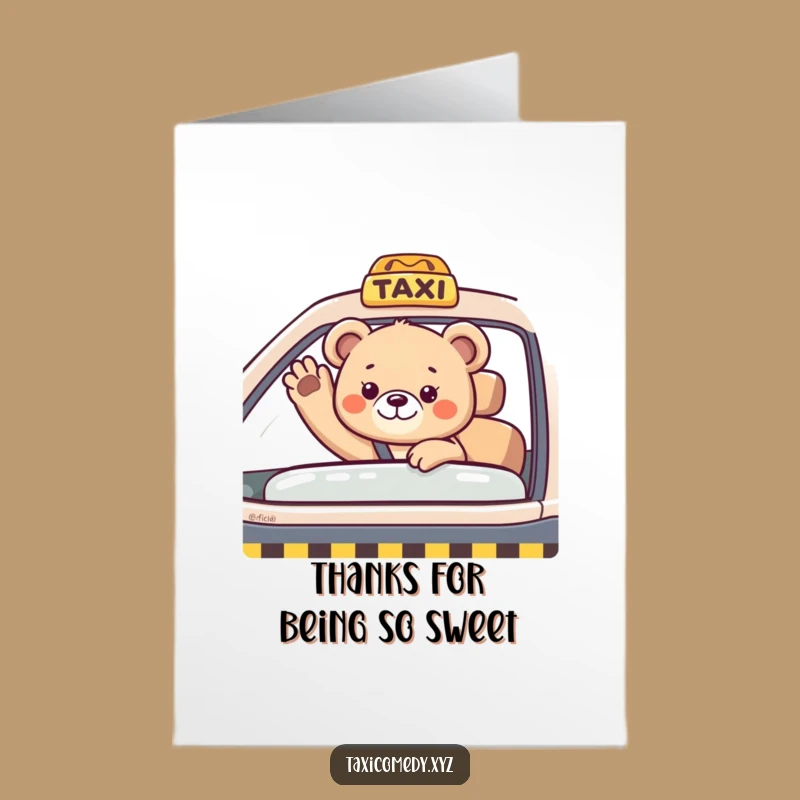 Free Printable Thank You Card: Bear Cub Taxi Rider for a Sweet Downloadable Gift
