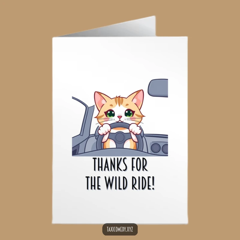 Free Printable Thank You Card: Cat Driver's Gratitude - Downloadable Appreciation