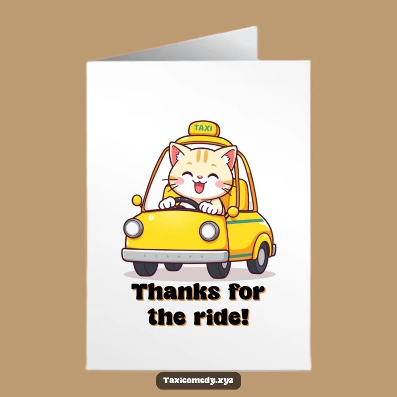 Free Printable Thank You Card: Cat Taxi Gratitude Humor Downloadable