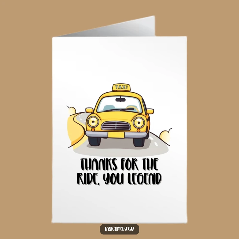 Free Printable Thank You Card: Cheerful Taxi Cab - Funny Downloadable Gift