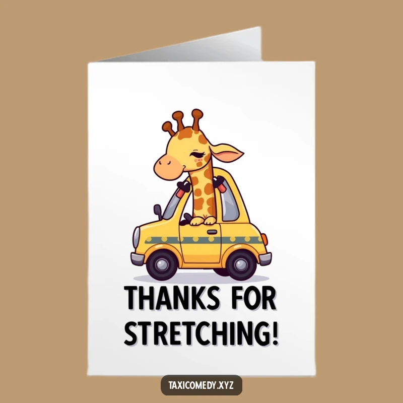 Free Printable Thank You Card: Giraffe Taxi Squeeze, Quirky Downloadable Gift