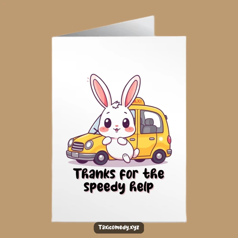 Free Printable Thank You Card: Startled Rabbit Taxi - A Unique, Funny Downloadable Gift!