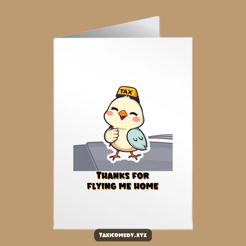 Free Printable Thank You Card: Winking Bird Taxi - A Fun, Original Downloadable Gift!