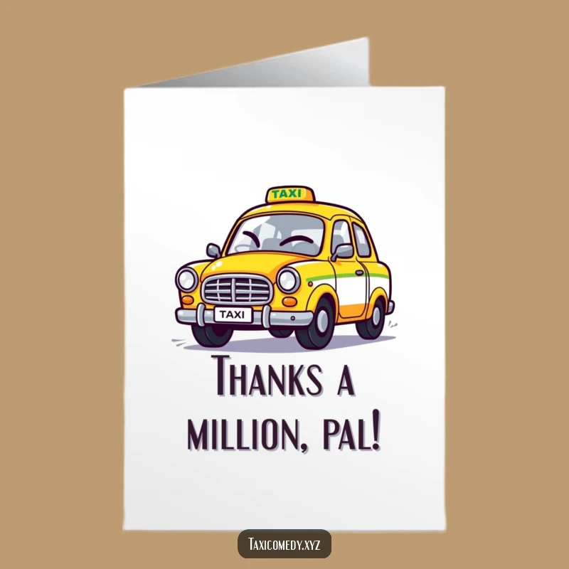 Free Printable Thank You Card: Winking Taxi Speeds Away Funny Downloadable Gift