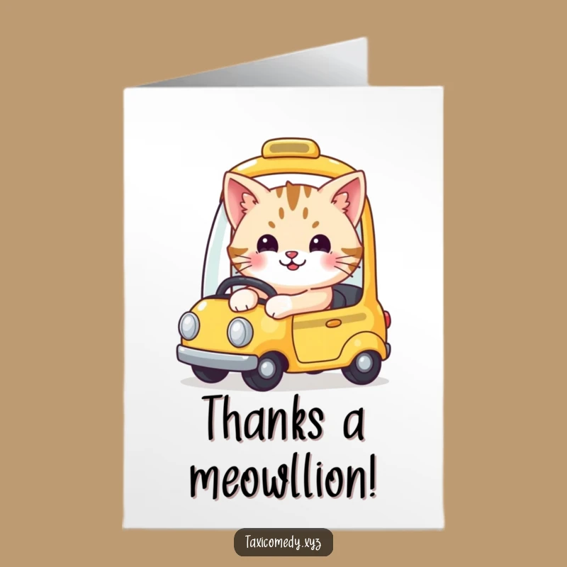 Free Printable Thank You Card: Smiling Cat Taxi - Printable Gift