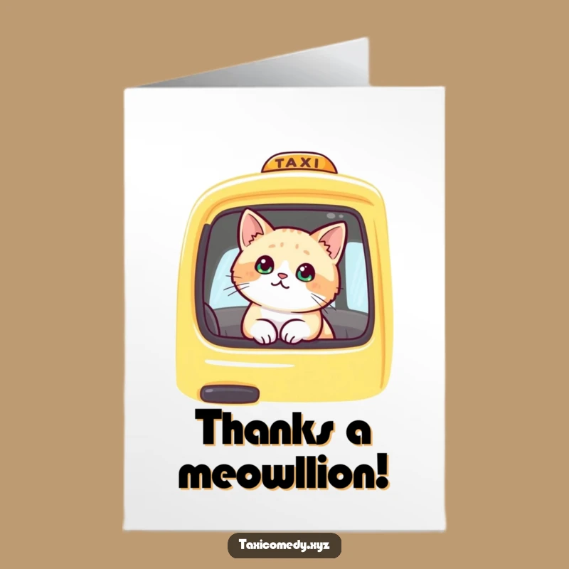Free Printable Thank You Card: Cute Cat Taxi Passenger for a Sweet Downloadable Gift