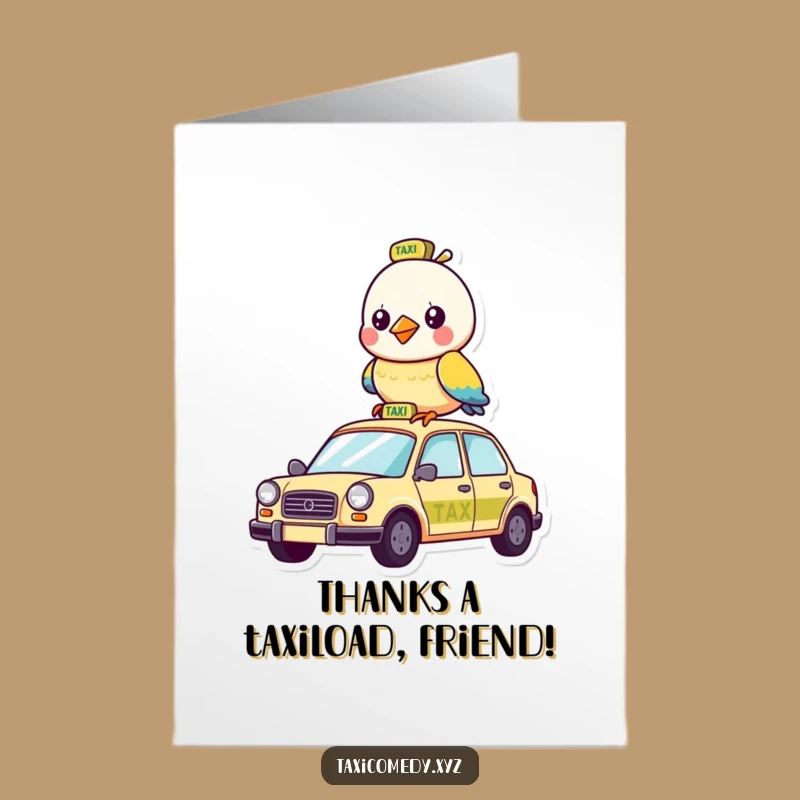 Funny Free Printable Thank You Bird Card: Taxi Driver Gratitude