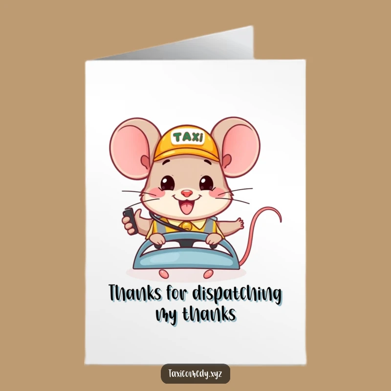 Free Printable Thank You Card: Mouse Taxi Dispatcher Funny Downloadable