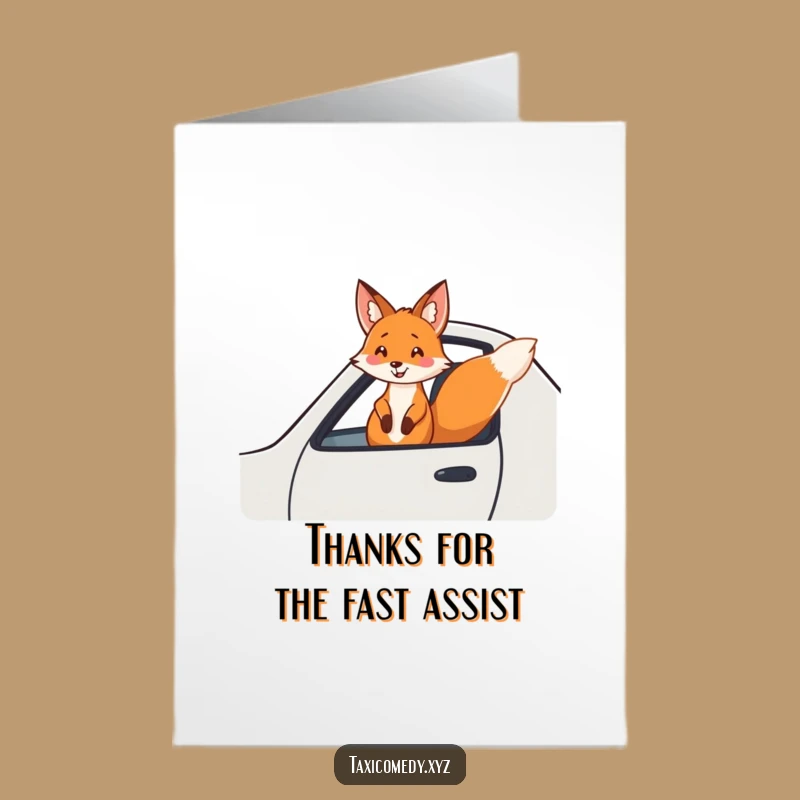 Free Printable Thank You Card: Cheerful Fox Taxi - A Unique, Fun Downloadable Gift!