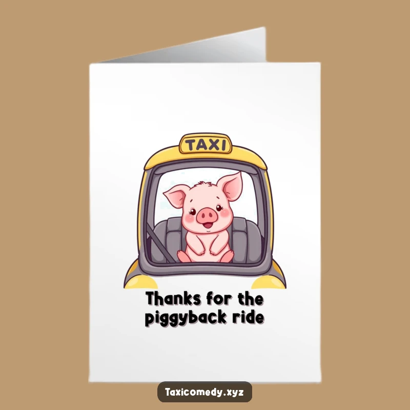 Free Printable Thank You Card: Piglet Taxi Passenger Downloadable Gift