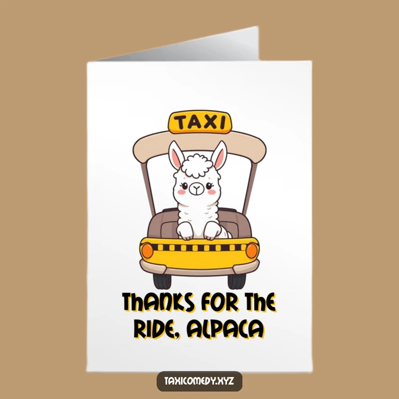 Free Printable Llama Taxi Card: Funny Thank You Downloadable Gift, Print at Home!