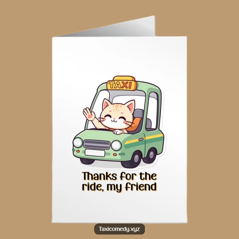 Free Printable Thank You Card: Cat Taxi Goodbye Funny Downloadable